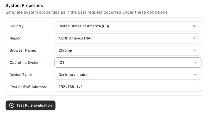 Flag evaluation test results showing rule match breakdown