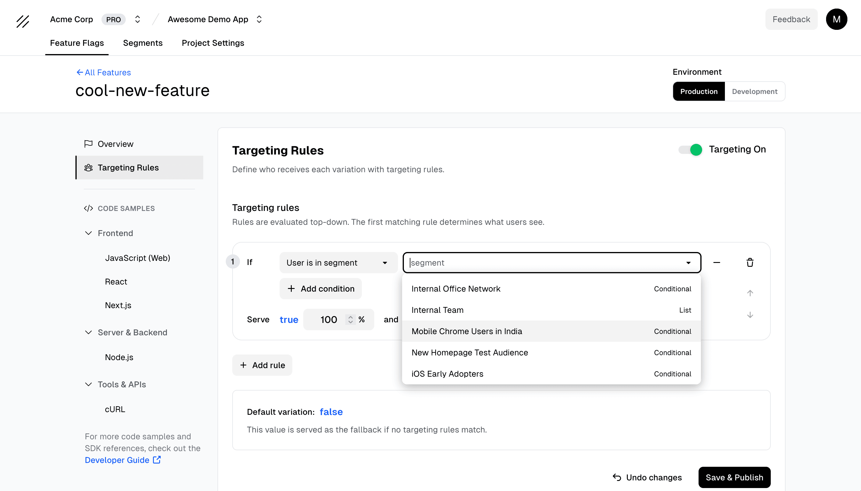 User Segments in Targeting UI