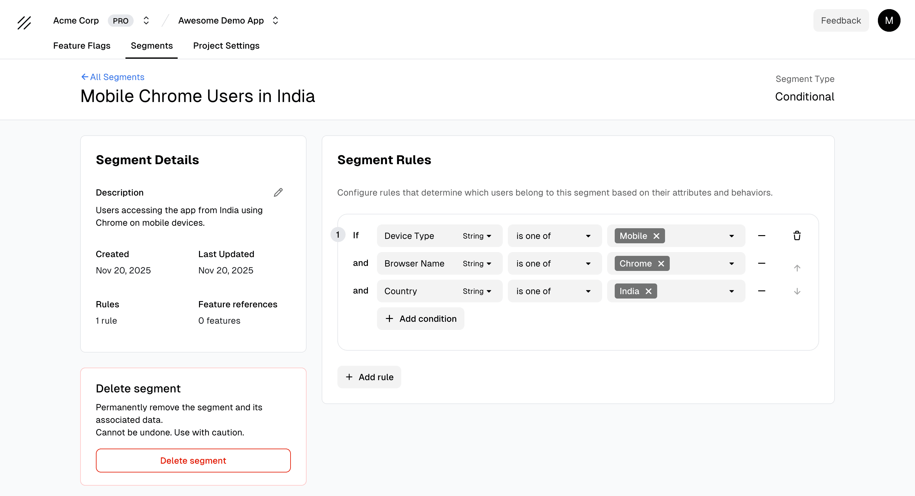 Conditional Segments UI